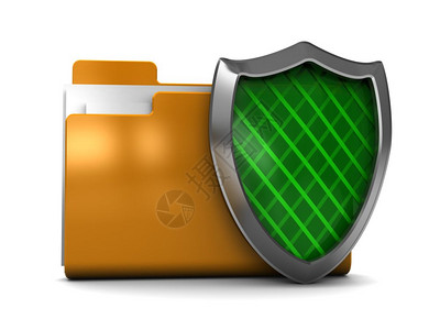 3d说明受绿色屏蔽保护的文件夹信息保护概念图片