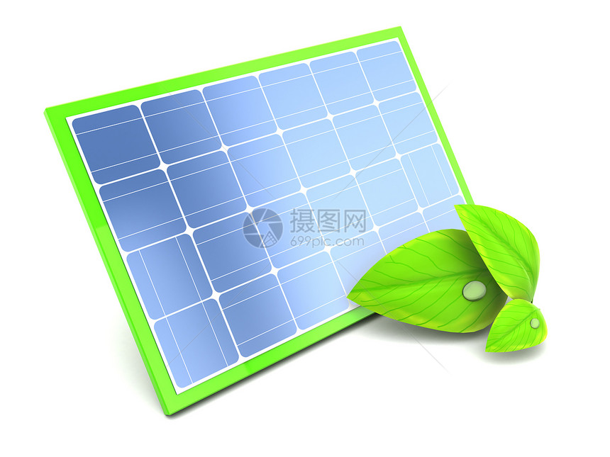 3d绿色能源太阳电池板插图图片