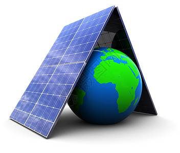 太阳能电池板图3d太阳能电池板保护的地球图背景