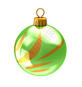 3d圣诞舞会绿色金的抽象装饰品孤立于白色背景图片
