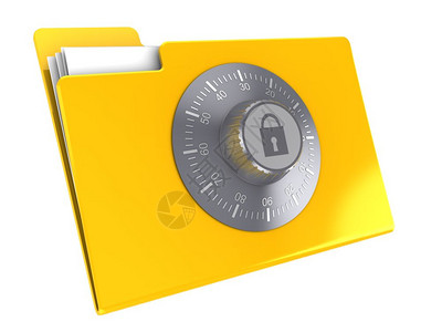 3d显示受组合锁定保护的黄色文件夹图标图片