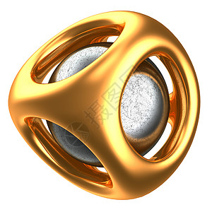 抽象的3d金结构图解里面有金属球图片