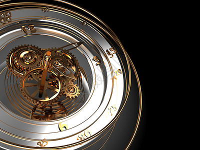 旋转复制素材带有复制空间的时钟机背景抽象3d插图背景