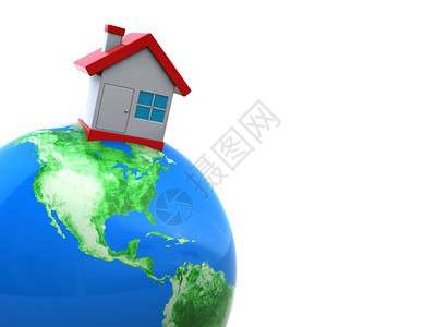 地球全房屋抽象3d插图图片