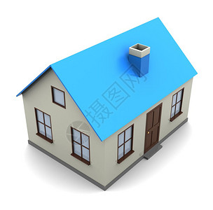 3d白色背景通用房屋模型的3d插图图片