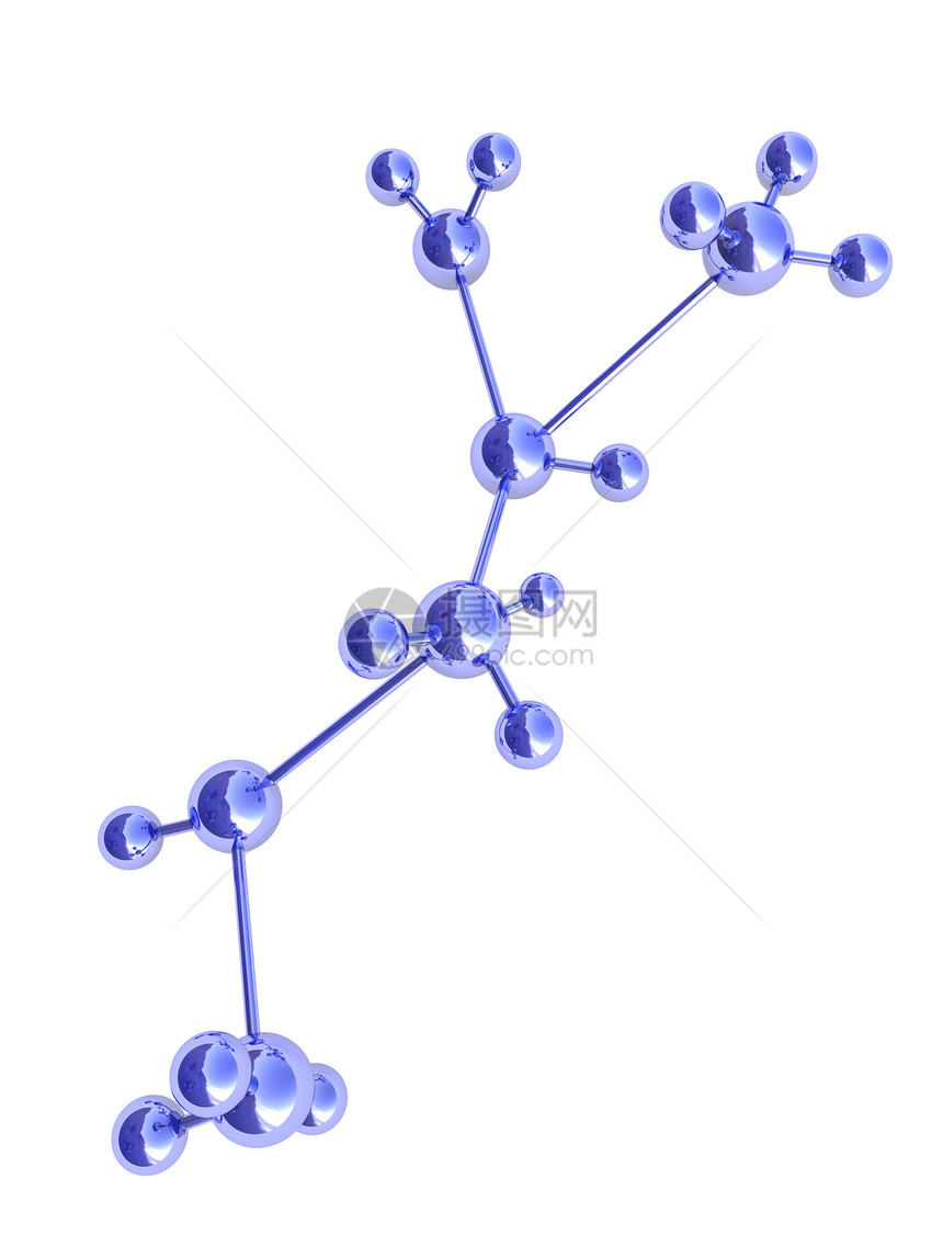 白色上孤立的分子结构抽象3d插图图片