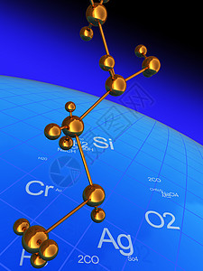 地球结构抽象的3d化学背景蓝色背景