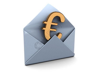 3d内装欧元标志的邮件信封插图图片