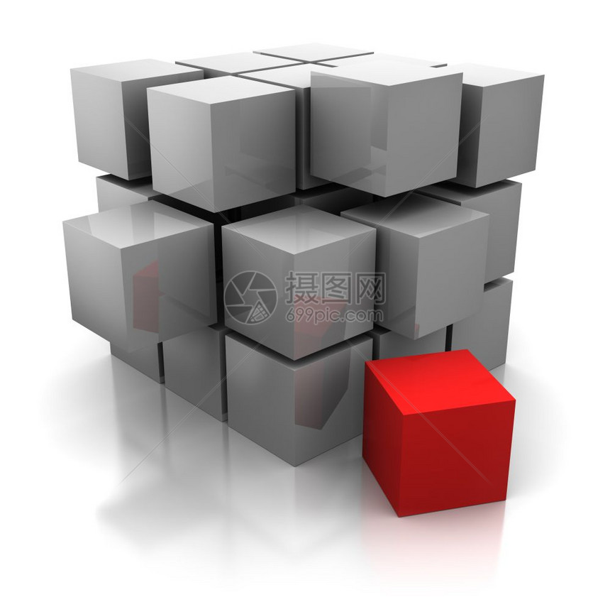 立方体构造的抽象3d插图图片