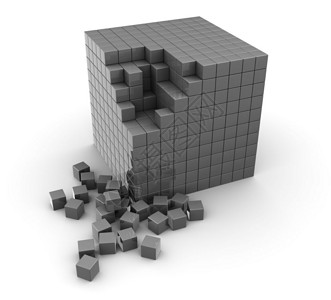 抽象的3d灰形立方体用块构建的灰色立方体图片