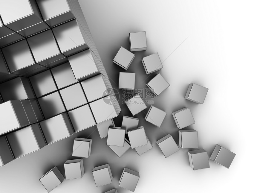 立方体建筑背景的抽象3d插图图片