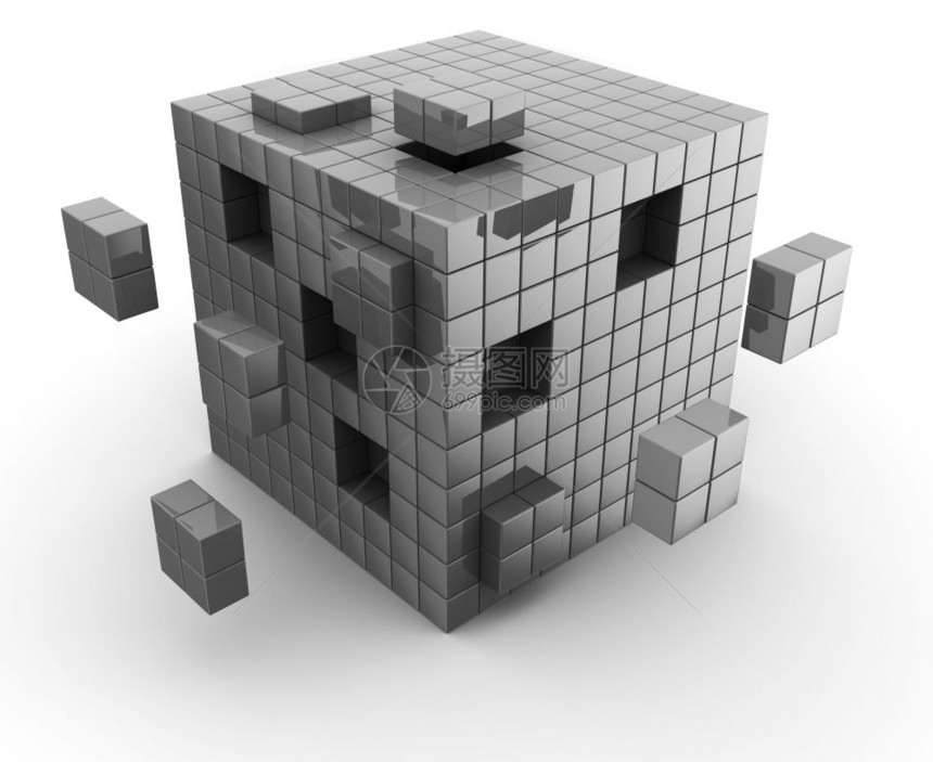 抽象3d用块构造立方体的插图图片