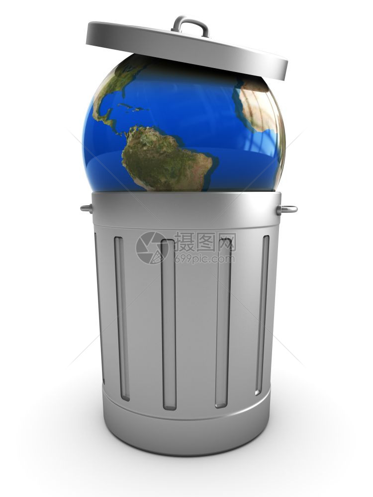 垃圾桶中地球的抽象3插图图片