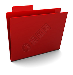 白色背景上的空红文件夹3d插图图片