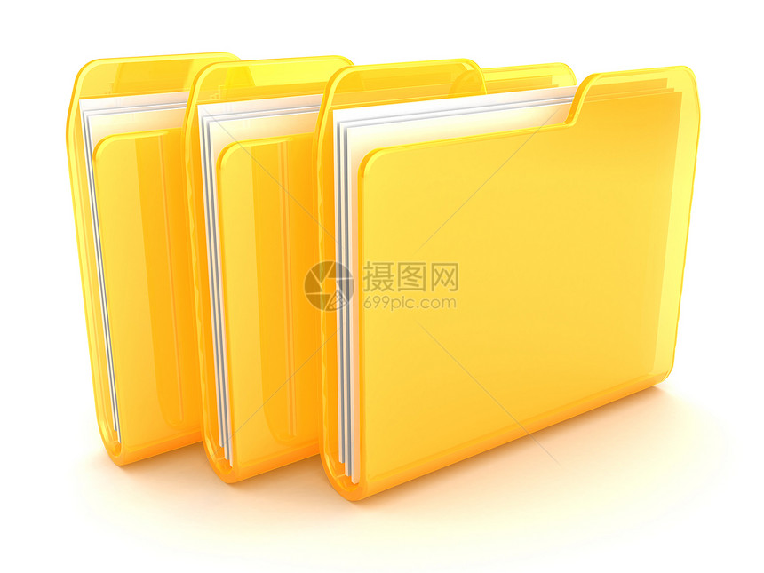 3d白背景上三个文件夹的插图图片