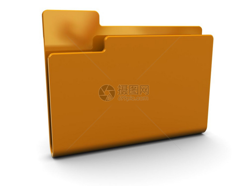 白色背景上的橙文件夹图标3d插图片