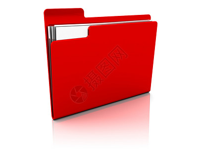白色背景上红文件夹图标的3d灯光图片