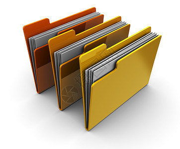 3d白背景上三个文件夹的插图背景图片