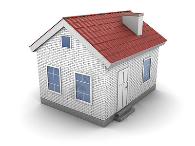 3D房子模型3d以白色背景代替房屋模型的3d插图背景