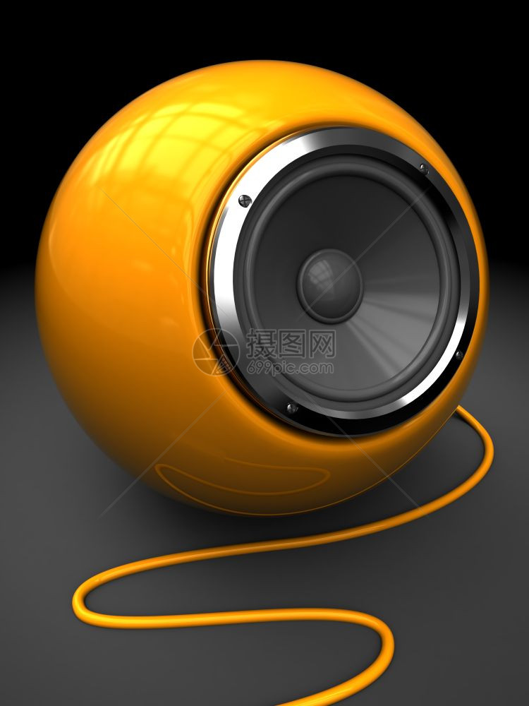 3d黑色背景现代球音频扩器插图图片