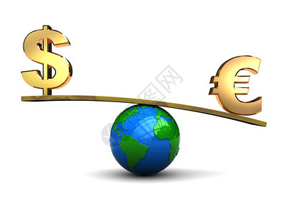 3d说明美元和欧在地球耳规模上的标志图片