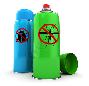 杀虫剂和蚊子3个虫子和蚊喷雾瓶插图背景