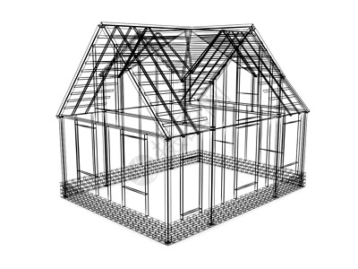 结构素描素材3d以白色背景为框架房屋草图插背景