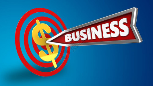 3个圆圈图示以商业箭头和美元符号瞄准蓝背景图片