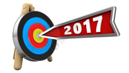 3d显示2017年箭头的2017年插图目标站在白色背景上图片