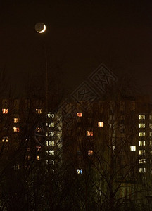 月亮在夜空中升起背景图片