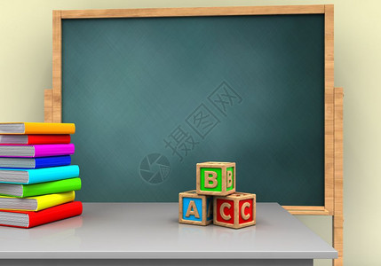 3d用abc立方体和文献堆积的木板插图空白图片