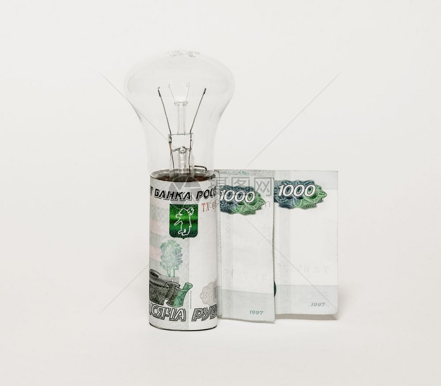 电灯泡和现金图片
