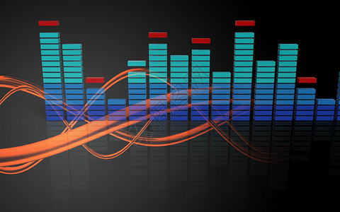 3d显示音波超过橙色背景空白频谱图片