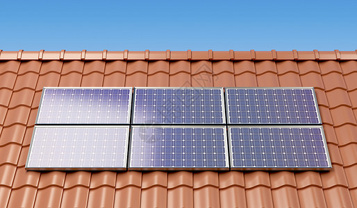 房屋顶上的太阳能电池板发背景图片