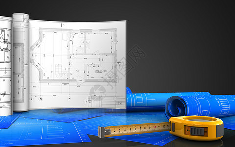 3d标尺插图在黑色背景上绘制图纸图片