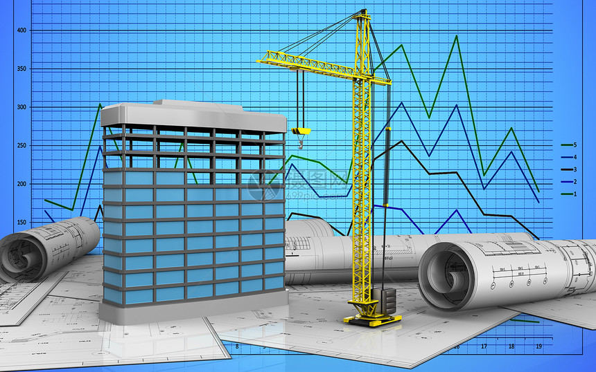 3d建筑图背景的示空白图片