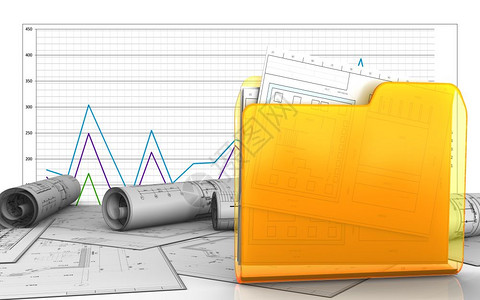 3d商务图表背景上的文件夹插图文件夹图片