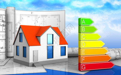 3d插图以天空背景为图画的通用房屋图片