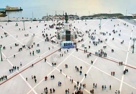 商业广场的顶部视图lisbonprtugal高清图片