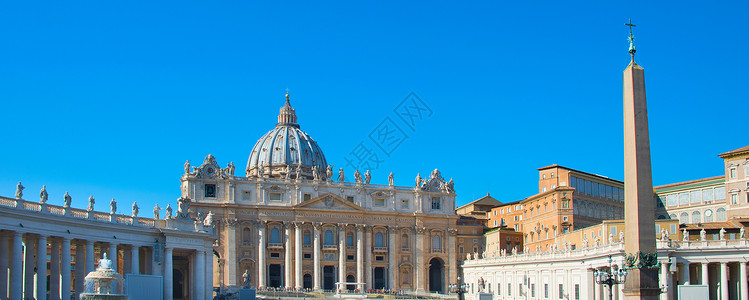 圣彼得斯广场全景观梵蒂冈城市罗马意大利背景图片