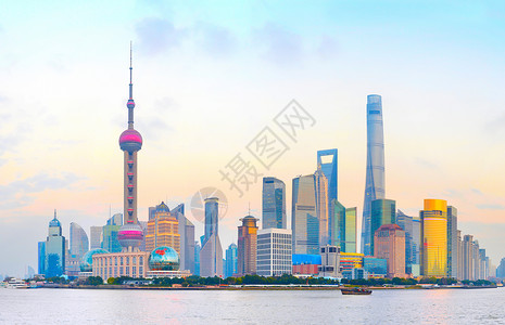 日落时市中心上海风景图片