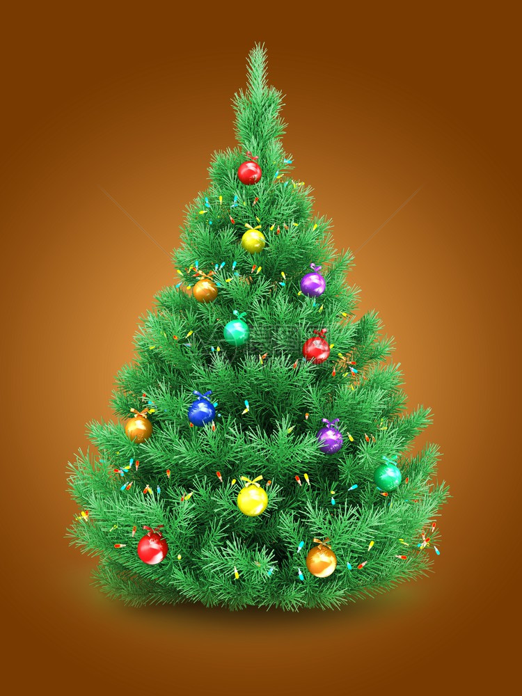银色和绿色圣诞树背景图片