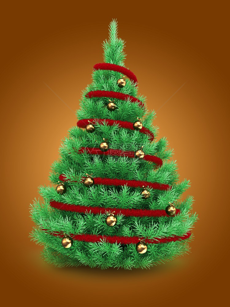 银色和绿色圣诞树背景图片