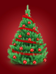 3d说明红底的圣诞树色和蛋白图片