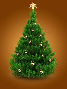 有星星装饰的圣诞树背景图片