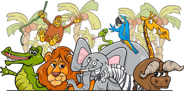 Africansfri野兽角色组的漫画插图图片