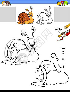 蜗牛线学龄前儿童教育游戏插图插画