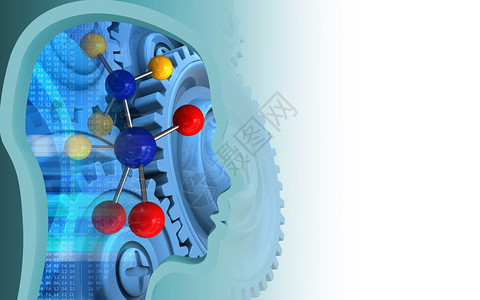 3d以蓝色齿轮在白背景上插图3d分子图片