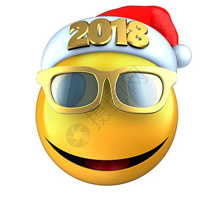 3d黄色表情笑脸2018年圣诞节帽白色背景2018年圣诞节帽子图片