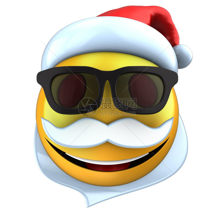 3d黄色表情微笑圣诞帽在白色背景之上圣诞帽子图片